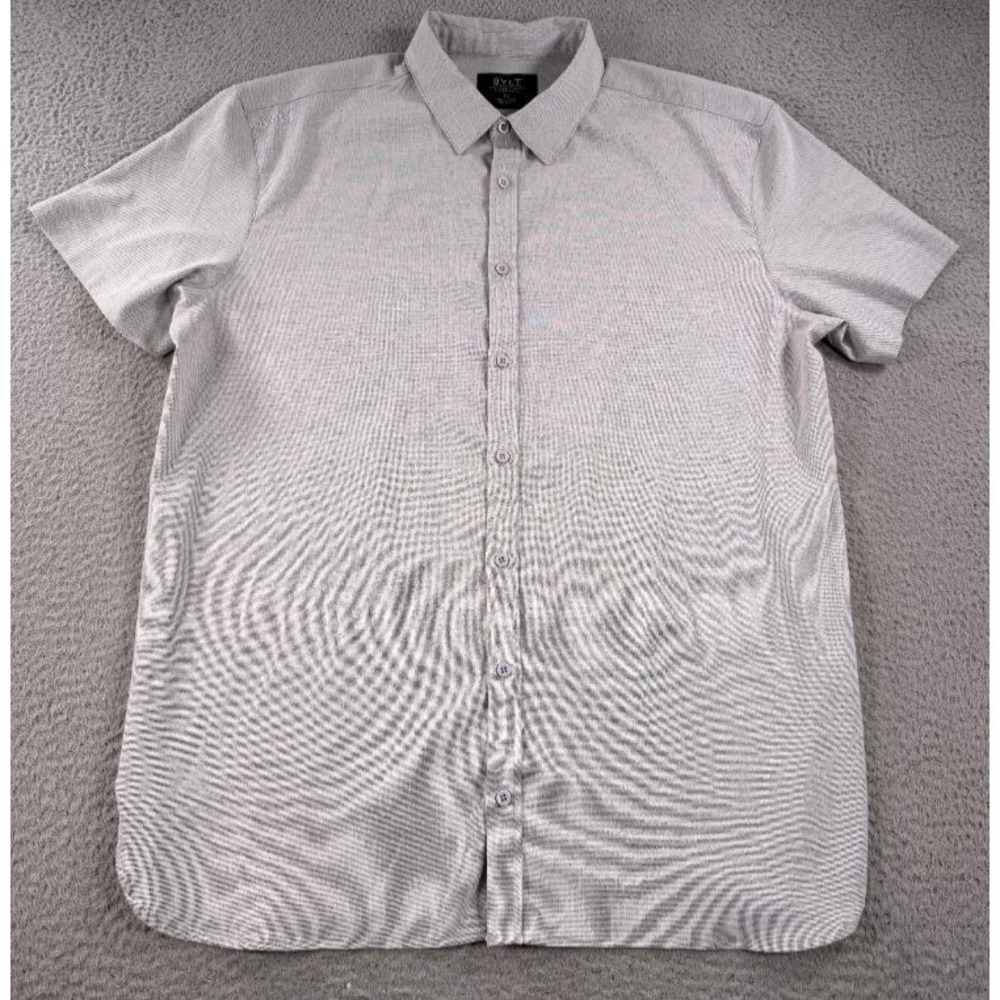 BYLT‎ Premium Basics Shirt Mens 2XL Vista Short Sleeve Button Down Gray Stretch